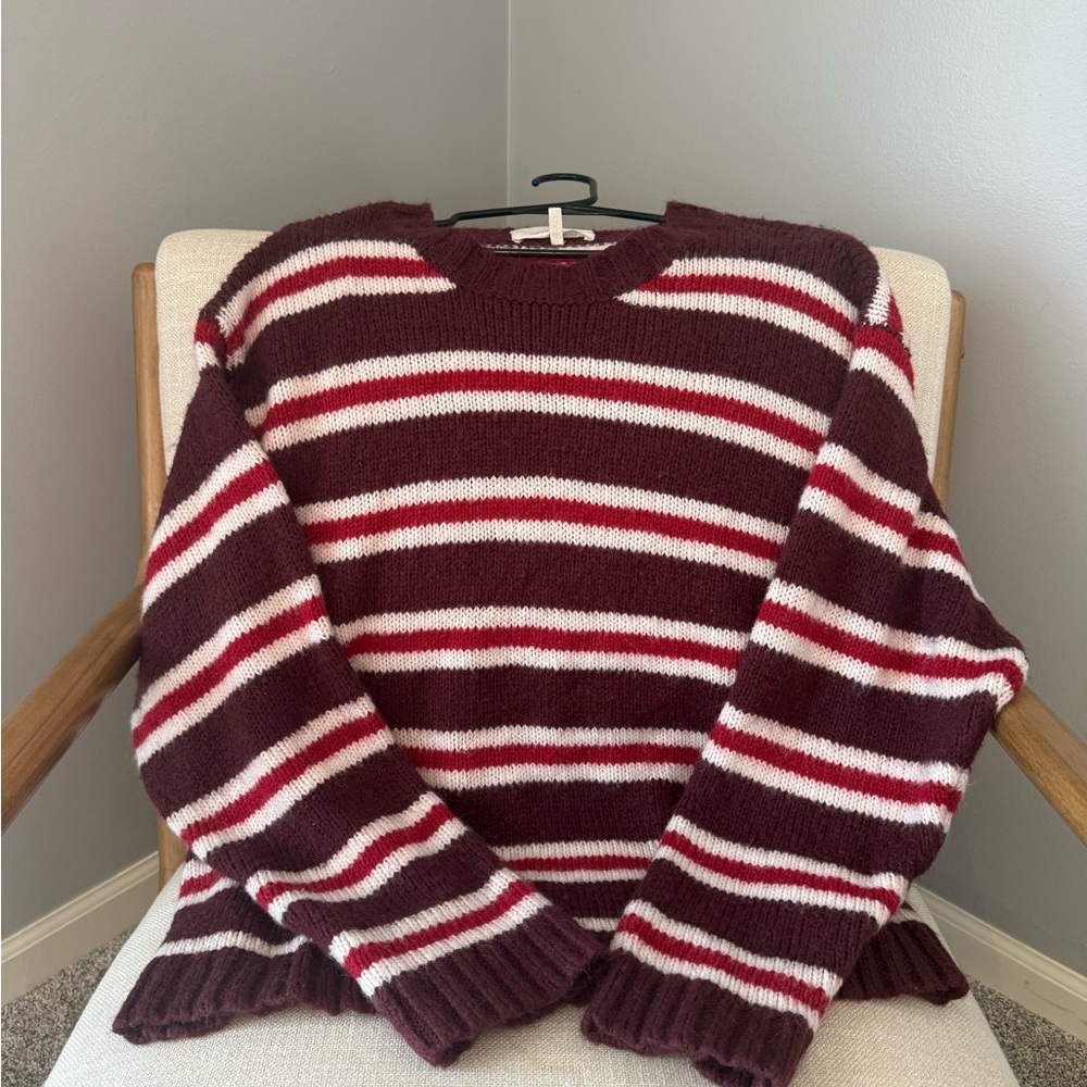THE GREAT Oversized Striped Crew Neck Sweater